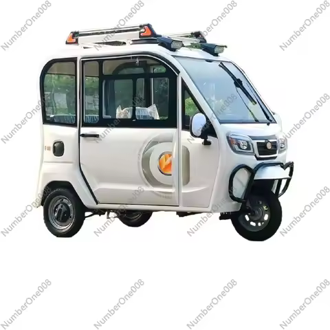 Enclosed Electric Trike for Family, Senior Adult Lady Kid Transport, All-Weather 3 Wheel Cargo Scoot