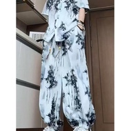 2025 Men's National Style Suit Ink Ice Silk Bloomers Trendy Casual Two-Piece Suit/3.9