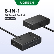 UGREEN S6 GaN20W 6-in 1 Smart Socket Magic Cube Socket USB C+USB A*3 +  AC*2 Multi-function Plug-in 