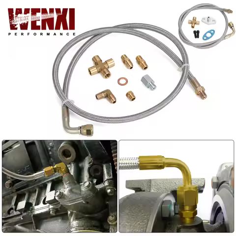 Turbocharger Oil Feed Line Kit 1/8NPT 4AN 38" For T3 T4 T04E T60 T61 T60-1 Braided Stainless Steel W