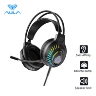 AULA S605 Gaming Headset Computer Headphone 360°Microphone Noise reduction Colorful Breathing Light 