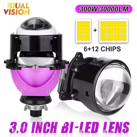 3.0 Inch Bi Projector Lens Led Headlights 12+6pc Chips For Hella 3R G5 6000K White 300W Universal He