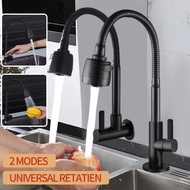 Flexible Swan Dishwashing Faucet Sink Swan Water Faucet Kitchen Sink Faucet Thread 1/ 2 Inch 2 Modes