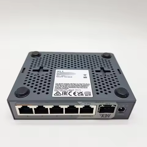 Mikrotik E60iUGS wired router featuring a 2.5G SFP port 5x Gigabit Ethernet, PoE out, USB, and a fas