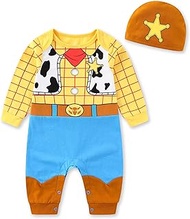 Monsters Inc. Mike Wazowski Toy Story Woody Baby Boys Coverall with Cap 2 Piece Set for Newborn and 