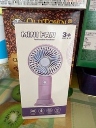 紫色迷你手提風扇坐枱風扇7.5x5x16cm