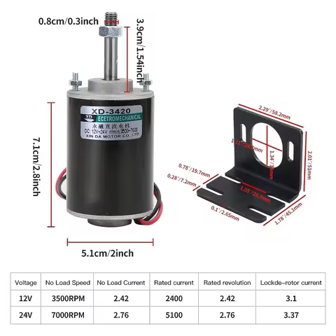 XD-3420 12V 3500RPM Permanent Magnet DC Motor,24V 7000 RPM High Speed Motor,30W Miniature Motor,DC S