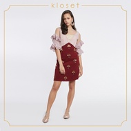 KLOSET Embellished Mini Dress (AW18-D002) เดรสแต่งดีเทลปัก พร้อมซับใน