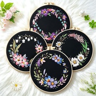 New floral wreath with floral meaning embroidery DIY material kit, handmade creative ribbon embro...