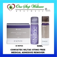 CONVATEC NILTAC STING FREE MEDICAL ADHESIVE REMOVER 50ML / 2X50ML / ESENTA 50ML (NEW) / 30 WIPES