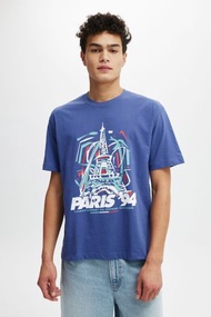 Cotton On Men - Loose Fit Art T-Shirt - Mazarine blue / eiffel tower 94