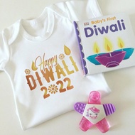 Happy Diwali Baby Clothes First Deepavali Party Playsuit Outfit Boys Girls Baby Romper Infant Jumpsuit 排灯节哈衣 Newborn Gift 屠妖节连身衣