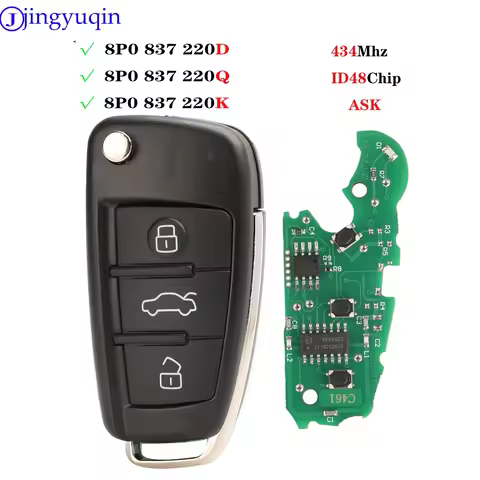 jingyuqin Remote Car Key For Audi Q7 B7 Q3 A3 TT A2 A8 A6 A6L A4 S5 C5 C6 B6 A4L A5 Q5 S LINE RS S1 
