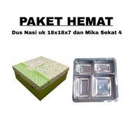 Savings Package | 18x18x7 Rice and Cake Box and 4-Section Mica | Patterned Rice Box |