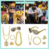 skin Hip Hop Costume Kit Dollar Sign Pendant Necklace Hat Dollar Rings Sunglasses