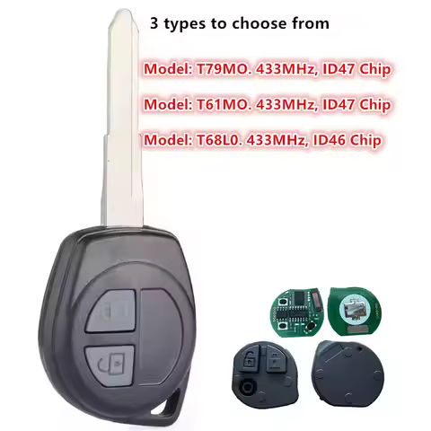 KEYECU Replacement Complete Head Remote Car Key Fob 2 Button 433MHZ T61M0/T79M0 ID47,T68L0 ID46 for 