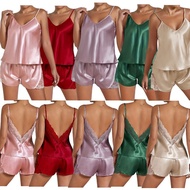 Large Size Ladies Pajamas Ice Silk Short Sling Shorts Thin Pajamas Suit Ladies Dress