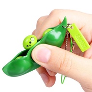 SHINNIY ของเล่นสำหรับตุ๊กตากลับสู่สภาวะปกติรูปถั่วบีบสำหรับเด็กพวงกุญแจเพื่อลดความเครียดของเด็ก Infinite Fidget Peas Peas พวงกุญแจ Edamame