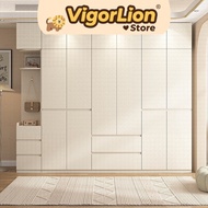 【SG⚡】Bedroom Home Creamwind Solid Wood Wardrobe Simple Tall Cabinet Creamwind Sectional No Installat