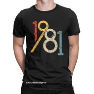 Funny 1981 Vintage 40th Birthday Gift Tee Shirt Men Pure Cotton Tshirt 40 Years Old Harajuku Tee Shi
