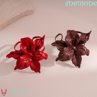 ANEMONE Flower Bracelet, Open Large Exaggerated Flower Bangle, Elegant Red Gorgeous Metal Flower Han
