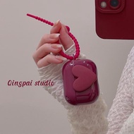 酒紅愛心適用airpods2保護殼airpodspro耳機套3代蘋果耳機保護套