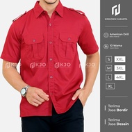 Kemja PDL Lengan Pendek - Baju seragam Pakaian Kerja Dinas Lapangan Outdoor Gunung Warna Maroon - Ko