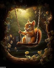 WUIVCTR Paint by Numbers, Squirrel Swing Set, Adult Crafts Adult Paint by Number Kits, Arts Crafts f