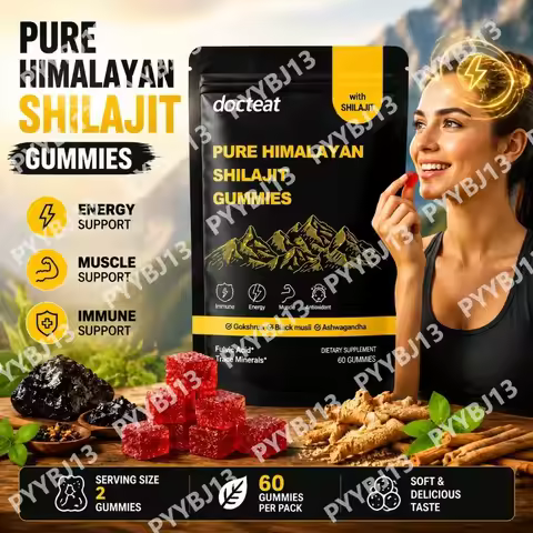 Docteat Pure Himalayan Shilajit Gummies with Ashwagandha Ginger Herbal Extract Blend Energy Support 