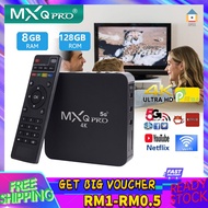 【Malaysia Spot Sale】MXQ Pro Tv Box HD 4K 2.4G/5G 8+128G Wifi Box For Non Smart Tv Android Smart Digibox Tv Box For Tv Original