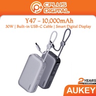 Aukey PB-Y47 / Y53P 30W Spark Sling 10000mAh Power Bank With Built in USB C Cable , Smart Digital Di