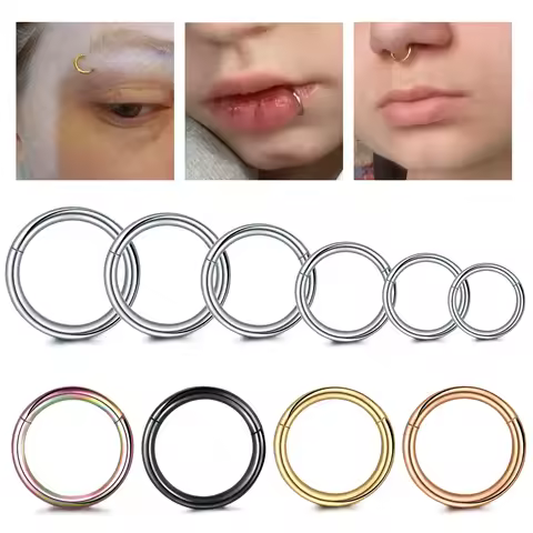 10pcs/lot Steel Hinged Segment Nose Hoop Rings Septum Piercing Daith Hoop Earring Lip Cartilage Pier