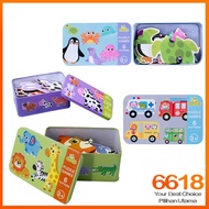 Toy 6in1 Kayu Teka Teki Kanak-kanak Kartun Haiwan Comel Kanak-kanak Pembelajaran Awal Puzzle Mainan 