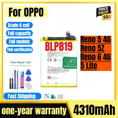 BLP819 for OPPO Reno 5 4G/Reno 5Z/Reno 6 4G/5 Lite Phone Battery High Quality High Capacity Replacem