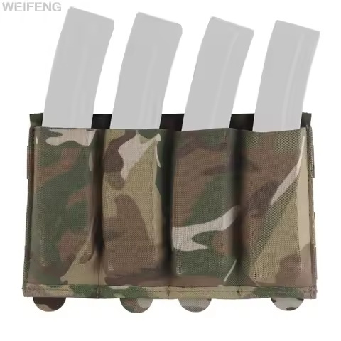 Tactical Molle Magazine Pouch for Submachine Gun Rifle MP5 MP7 Mag Holder Flashlight Pouch Elastic B