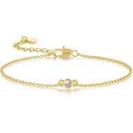 14K Gold Bracelets for Women Thin Gold Bracelets for Women Link Bracelet Simple Style with Solitaire