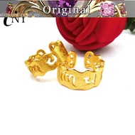 Transfer brushed six-character mantra couple ring yellow 916 gold script thick 916 gold men and women ring Tan wellso