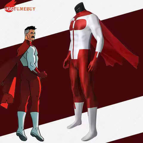 Invincible Animation Omni Man Superhero Cosplay Costume Jumpsuit Nolan Grayson Bodysuit With Cape Ha