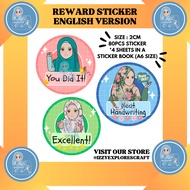 ENGLISH Reward Sticker | Teacher Reward Sticker for Student | Cute Reward Sticker Book | (BSVES3-C)