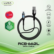 Luna Stainless Steel Nylon Micro USB Data Cable / USB Type C / Fast Charging Cable 2.4A 662L