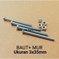 Tukuyuu (1 Buah) Baut Dan Mur 3X35Mm Baut Kipas Fan Dc Baut 3Mm Baut 35Mm Baut 3X35Mm Baut Fan Dc