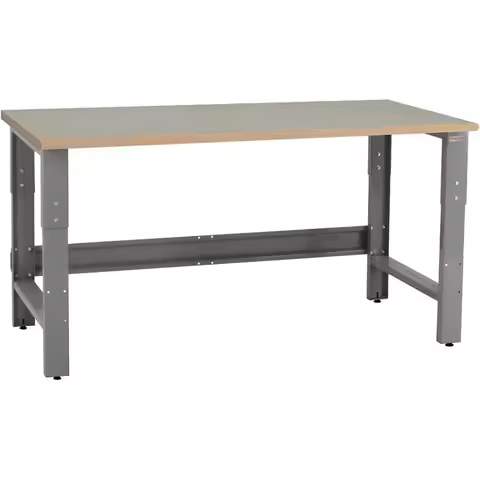 Table & Workbench: 1 Thick Particle Board Top, Height Adjustable Bench - 24 D x 48 L x 30 - 36 H