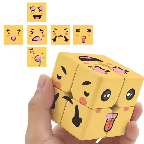 ZIINA STAR Emoji cube 2x2 Yellow，2x2 speed cubes, 3D puzzle cube suitable for both children and adul