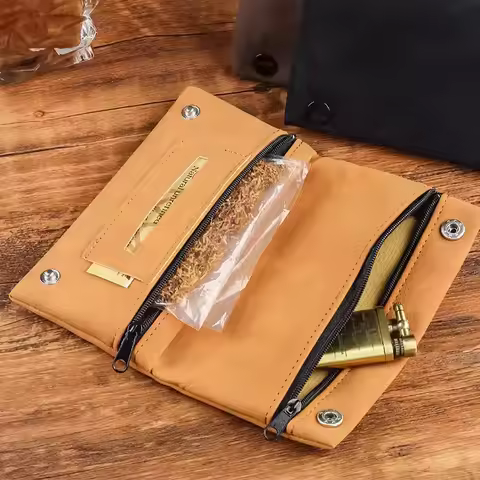 Hand Cigarette Bag Handmade Foldable Multifunctional Pouch – Tobacco Lighter Storage with Built-In T