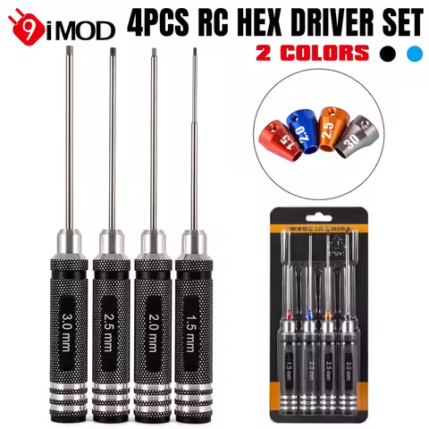 9IMOD RC Hex Driver Set 4pcs 1.5mm/2mm/2.5mm/3mm Steel Screwdriver Tool with Hex Wrench Collar Set