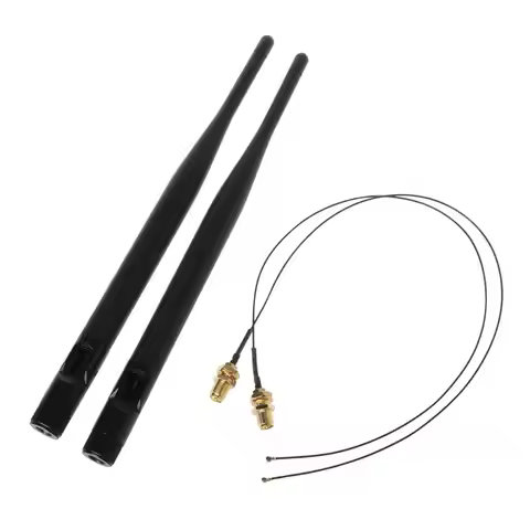 2x 6dBi M.2 MHF4 U.fl Cable to RP-SMA Wifi Antenna Signal Cable Set for Intel AC 9260 9560 8265 8260