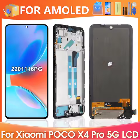 6.67''AMOLED For Xiaomi Poco X4 Pro 5G For Poco X4Pro 5G 2201116PG LCD Display Touch Screen Digitize