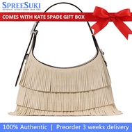 Kate Spade Handbag In Box 454 Suede Fringe Mini Crossbody Bag Light Sand Beige KN586