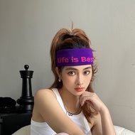Dopamine Girl Sports Knitted Headband Sweat-Absorbent Running Cool Outing Street Wide-Brimmed Letter