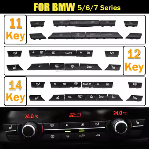 A/C Heater Button 11/12/14pcs Key Caps Repair Kit Switch Cover For BMW 5/6/7 Series F01 F02 F06 F07 